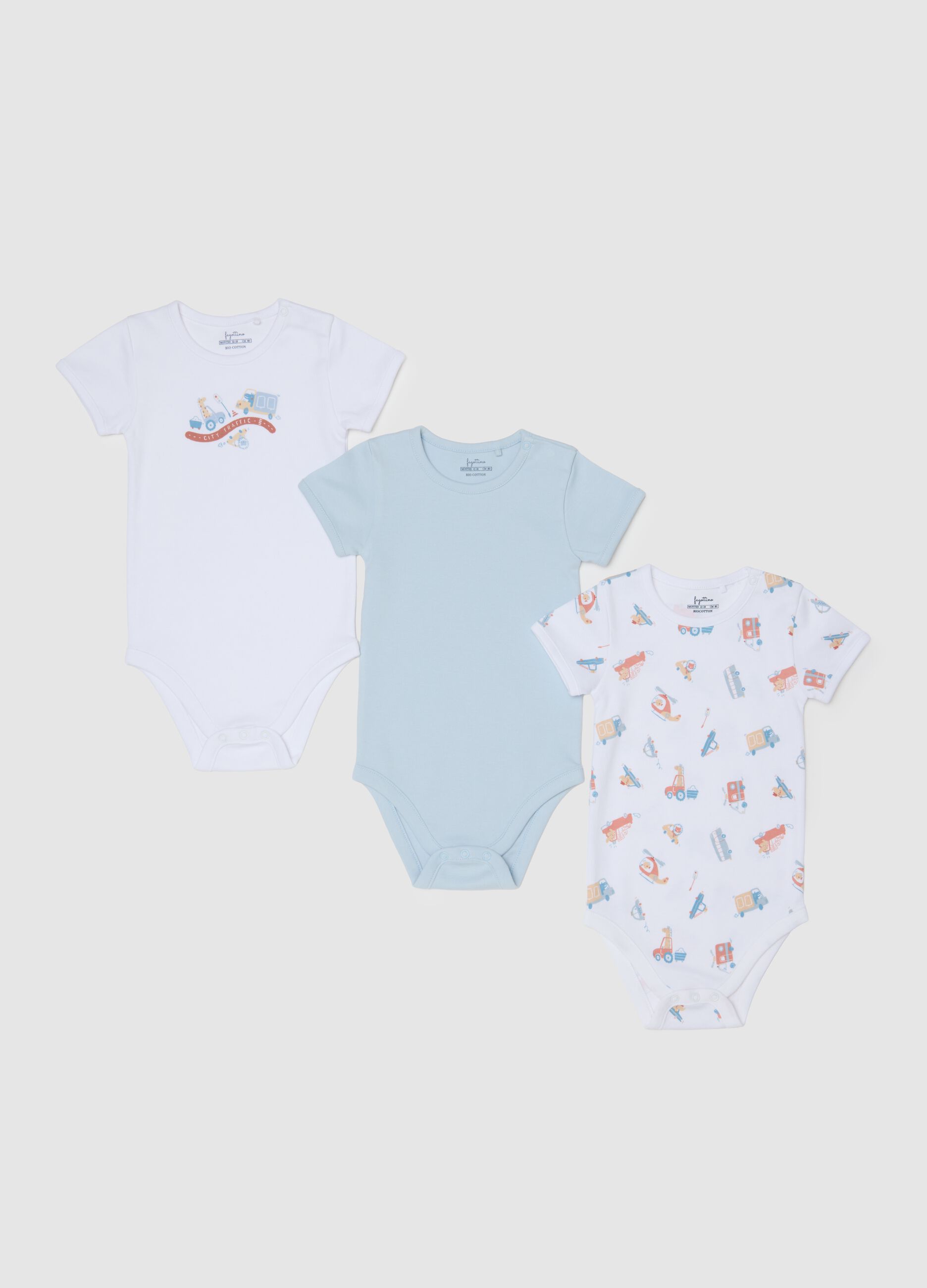 Multicolour pure cotton baby bodysuit set