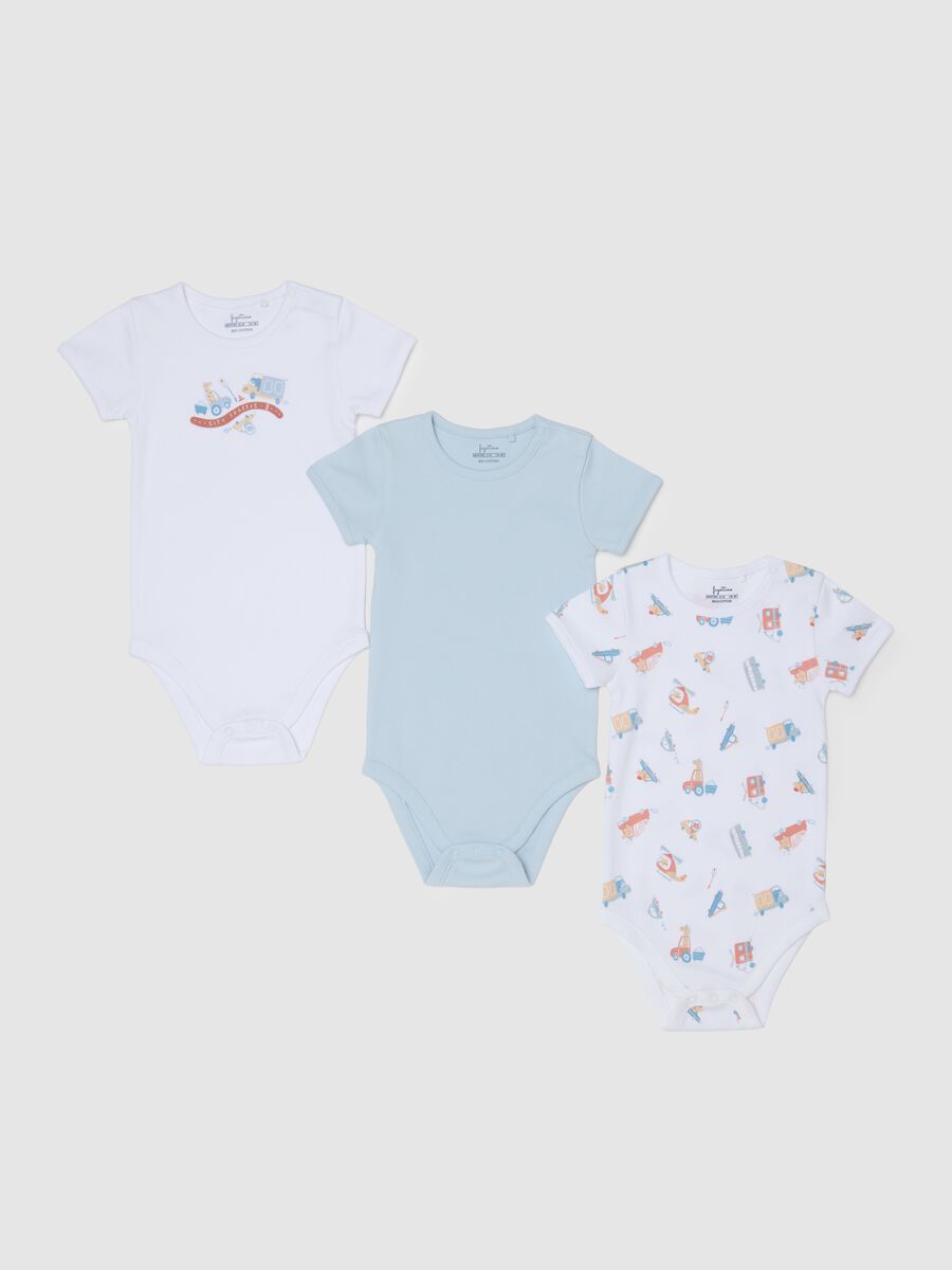 Multicolour pure cotton baby bodysuit set_0