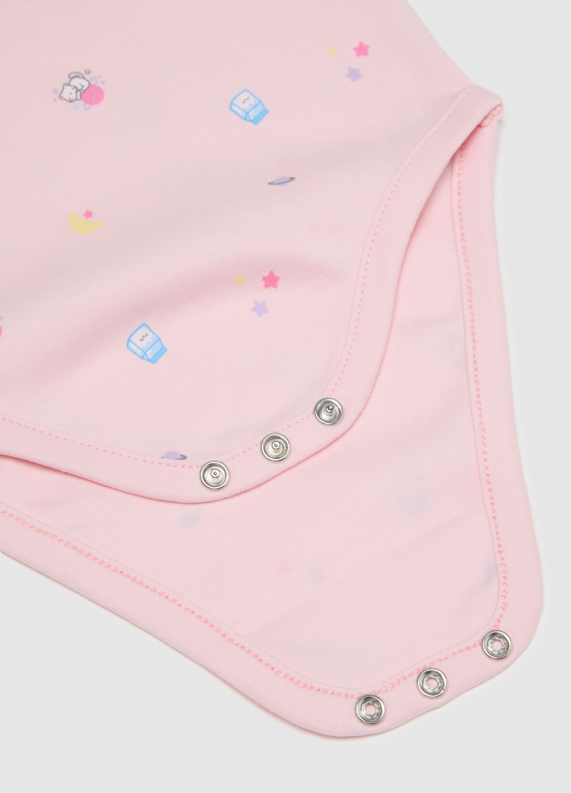 Multicoloured pure cotton baby girl bodysuit set