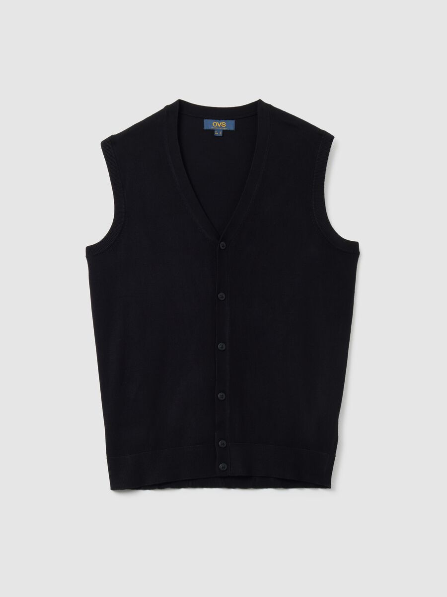 Black knitted waistcoat regular fit_4