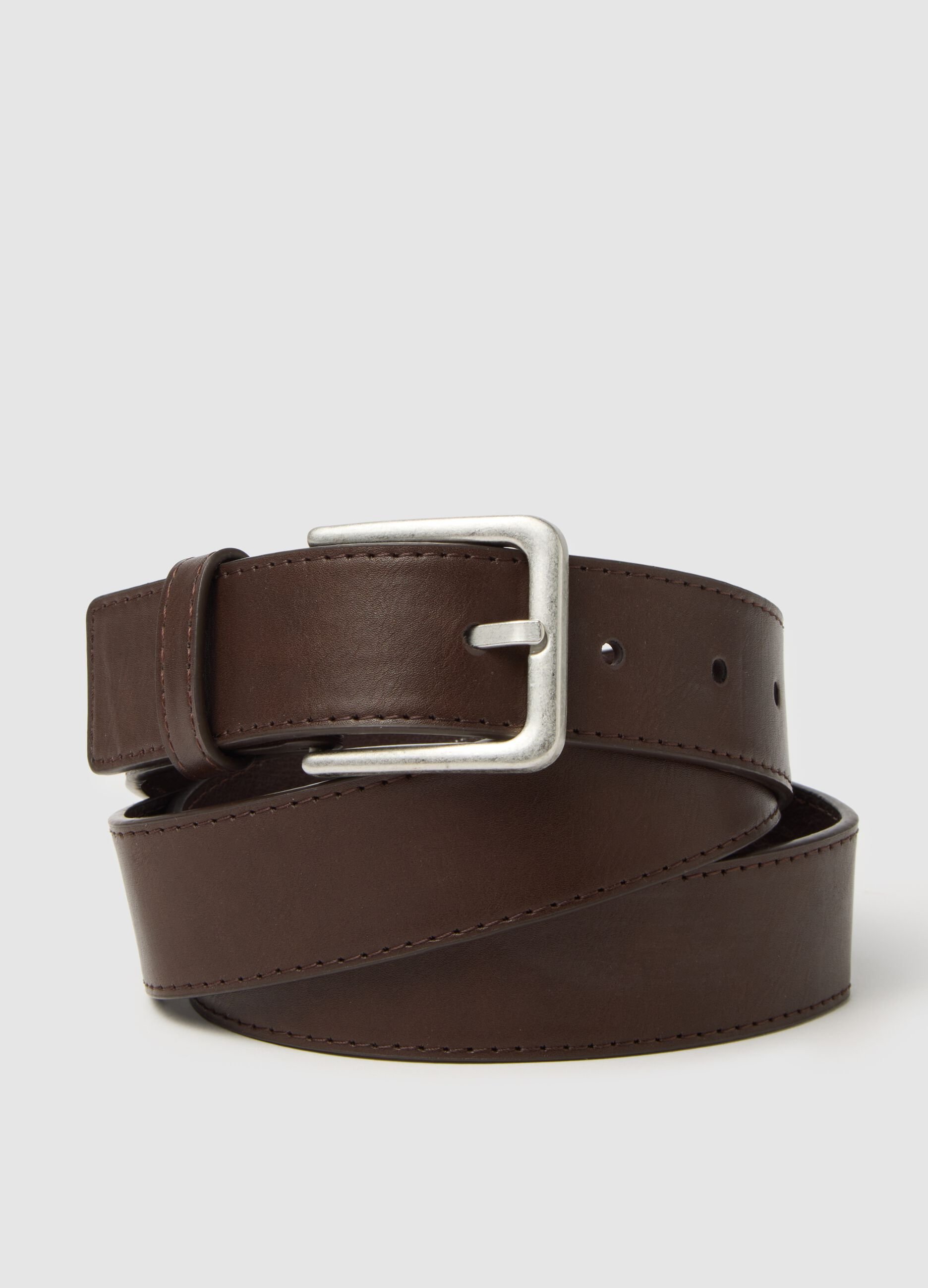 Brown genuine leather belt
