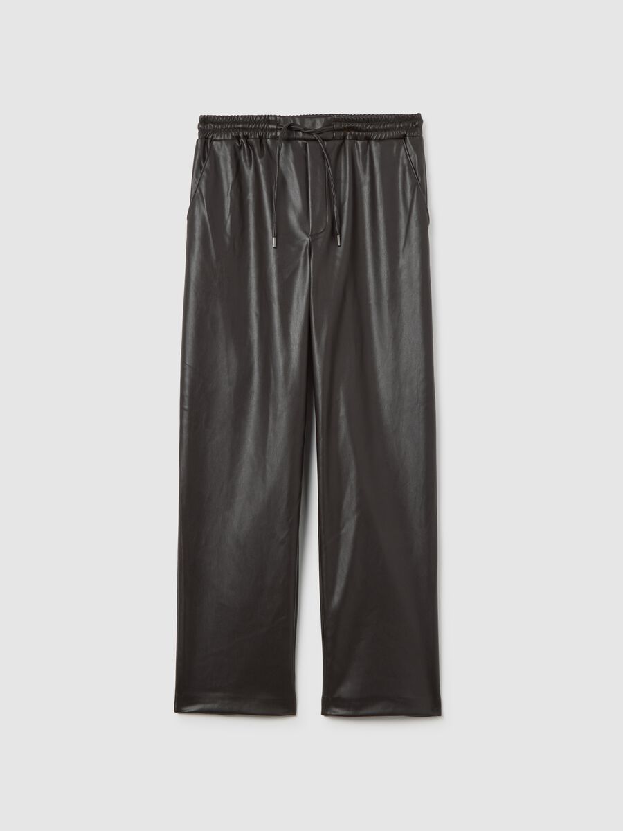 Black Leggings in Mixed Fabric_4