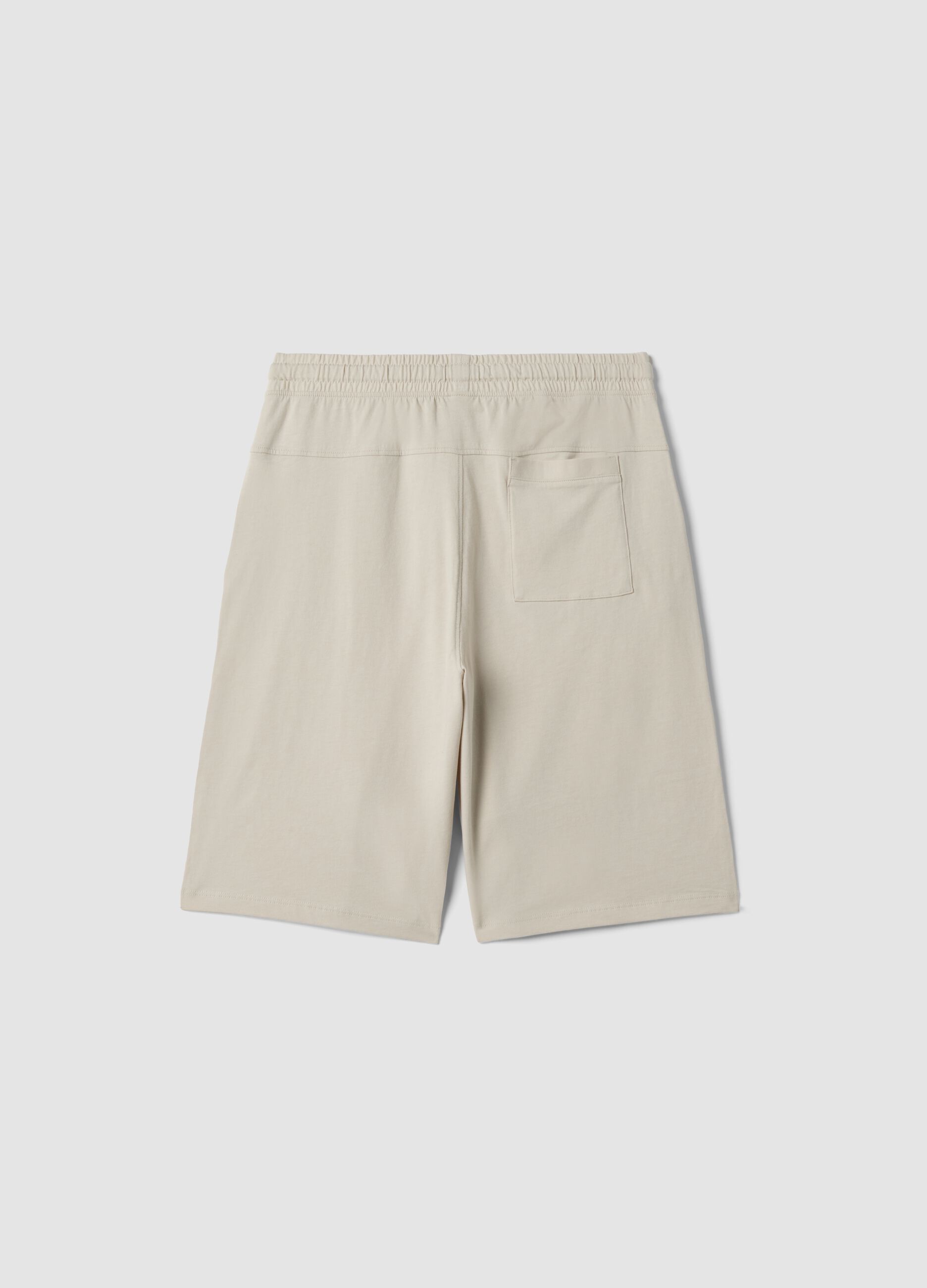Beige organic cotton Bermuda shorts with elasticated waist