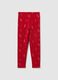 Girls' red skinny cotton leggings with prints_0