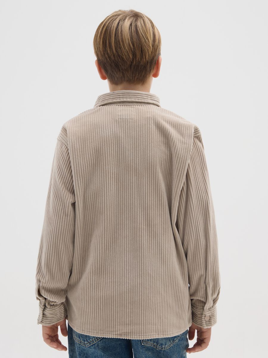 Camicia da ragazzo beige in velluto a coste_1