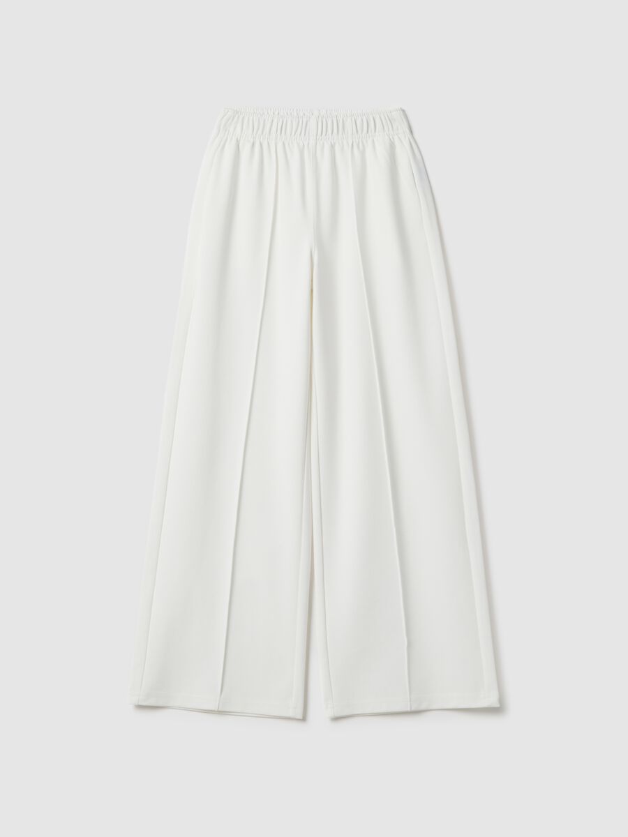 Girls' White Wide Leg Trousers_3