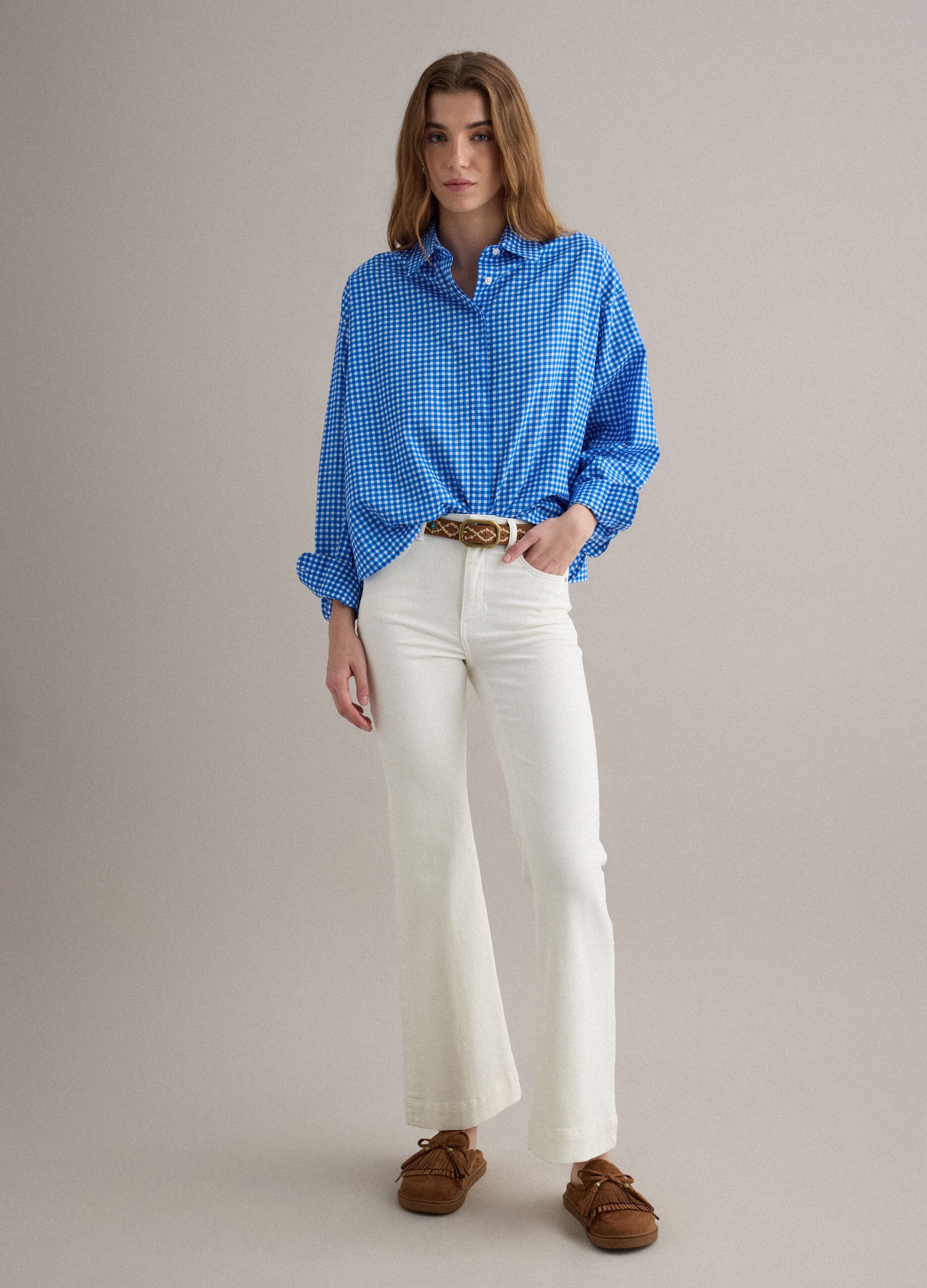 Multicolour check pure cotton regular fit shirt