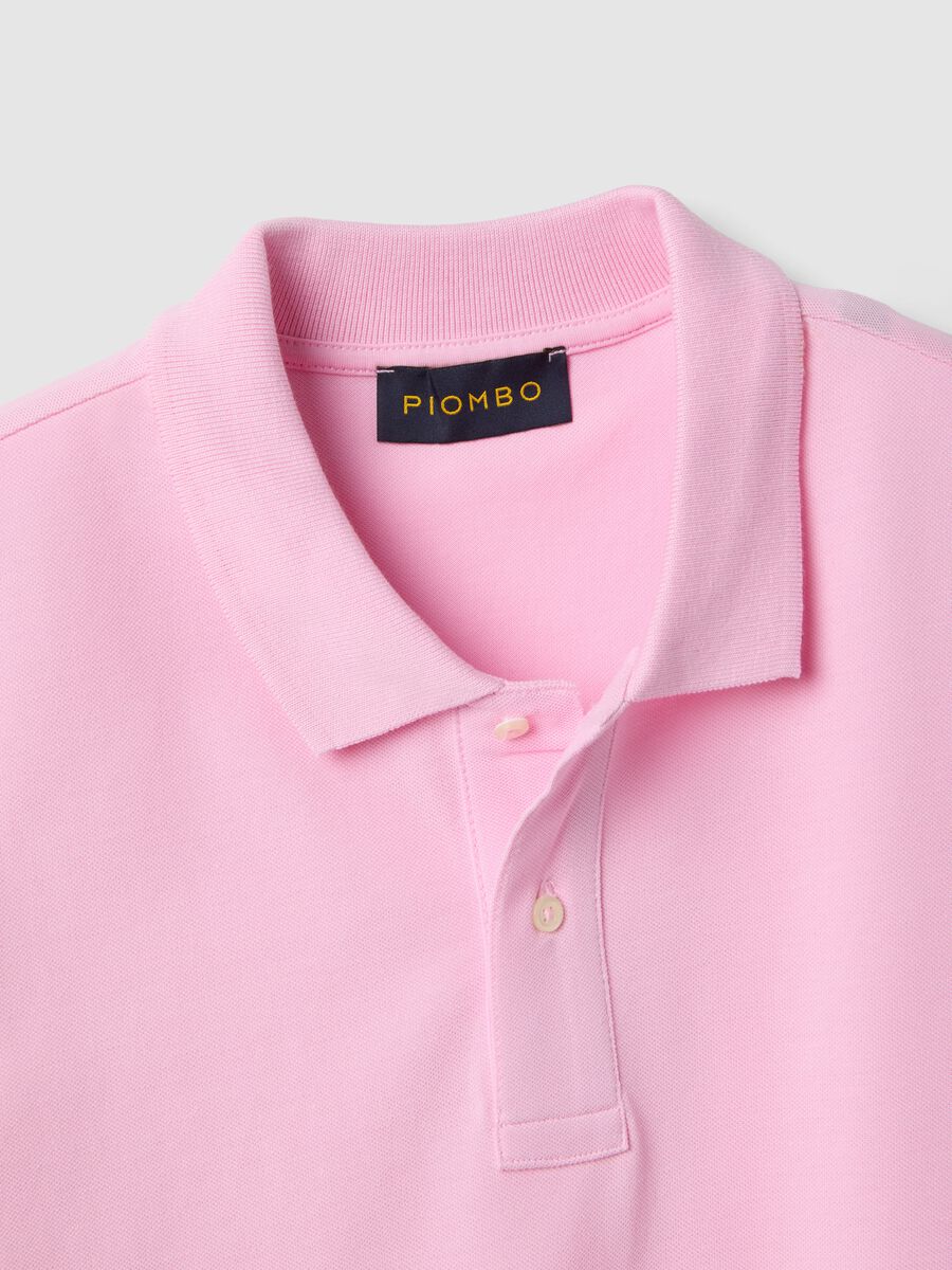 Polo a maniche corte in puro cotone rosa regular fit_5