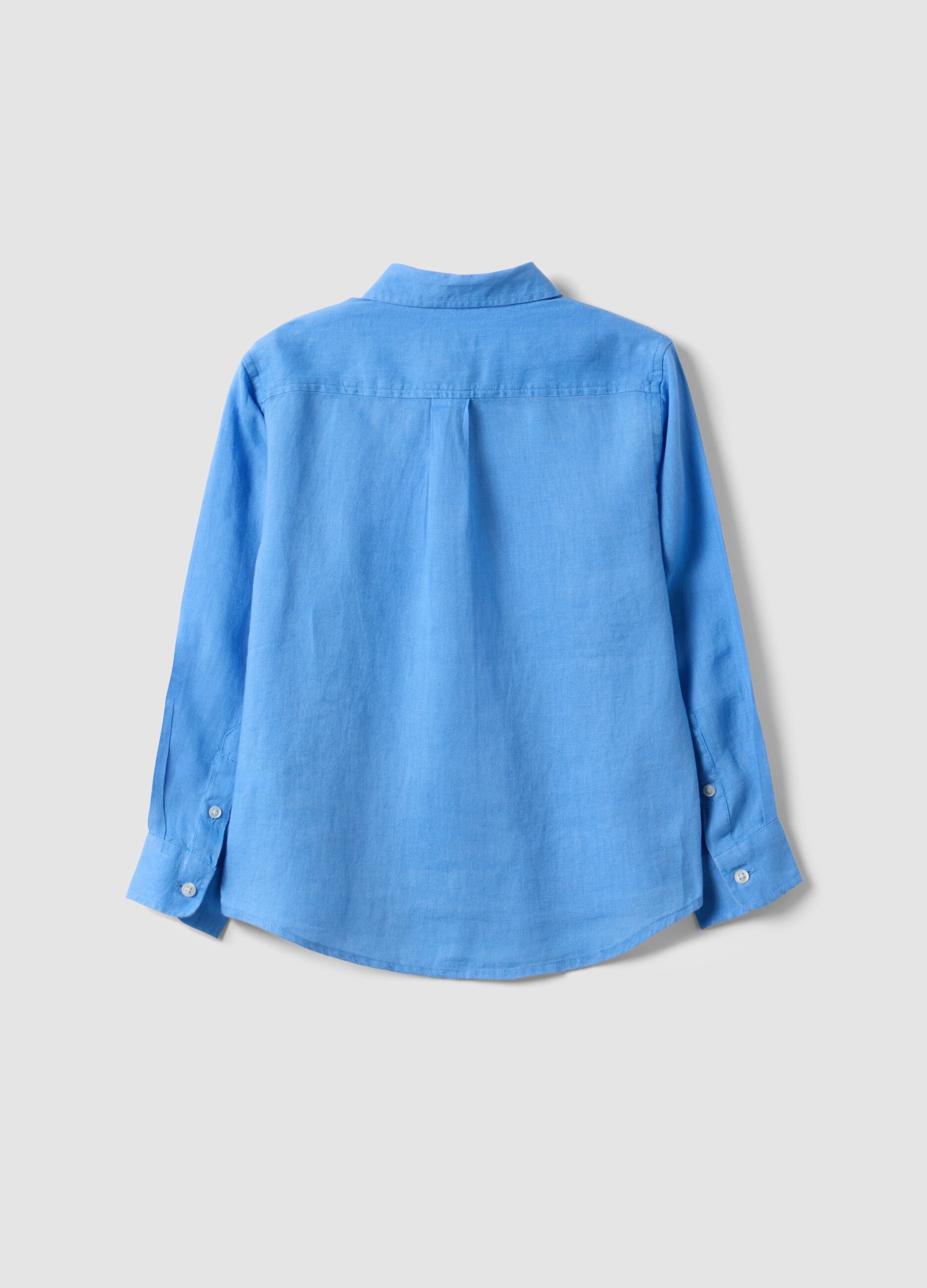 Camicia in puro lino azzurra oversize fit da bambino