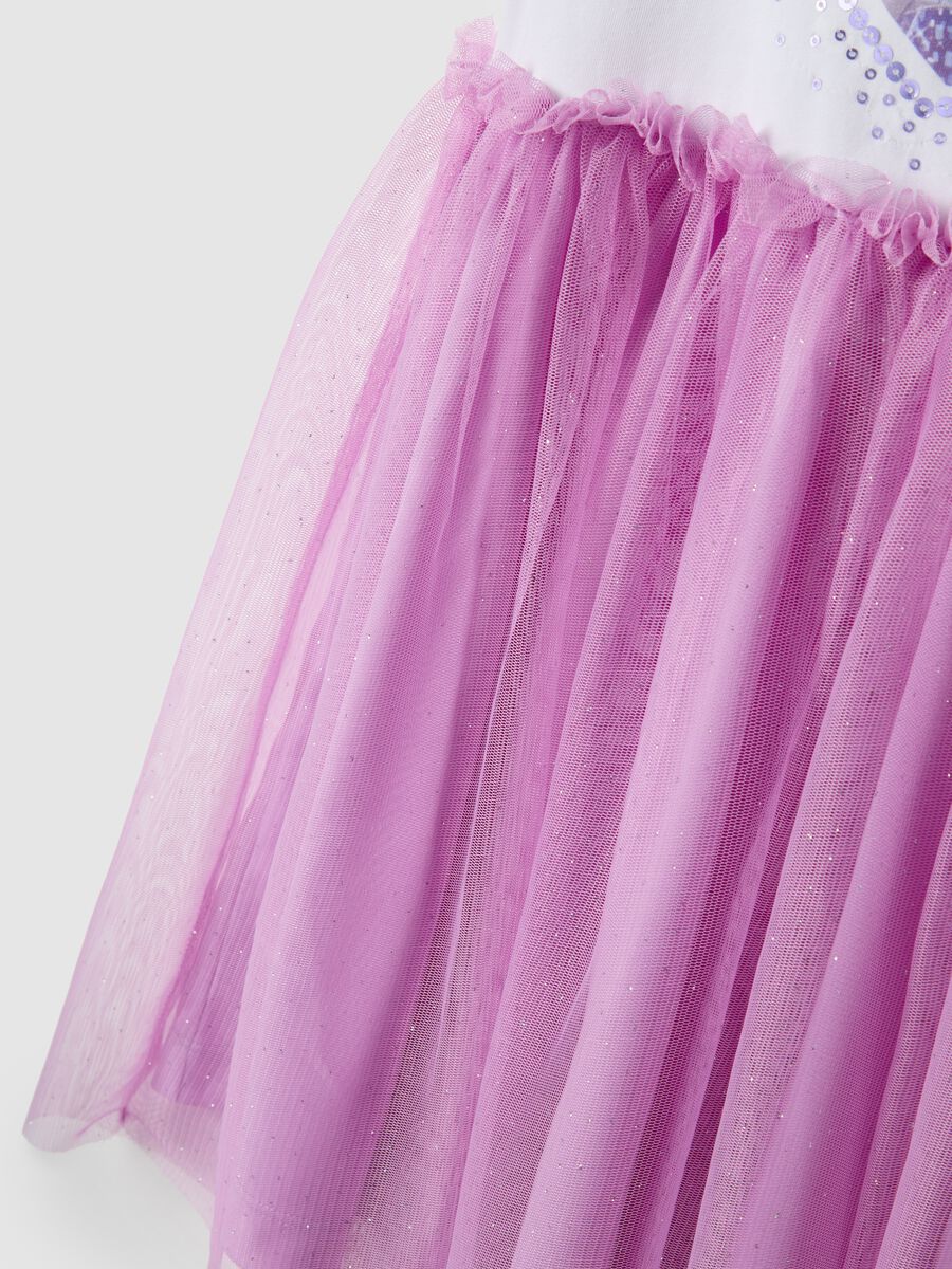 Regular fit stretch cotton dress for girls with Frozen print_3