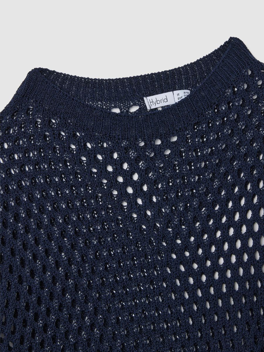 Women's blue acrylic blend net sweater regular fit_5