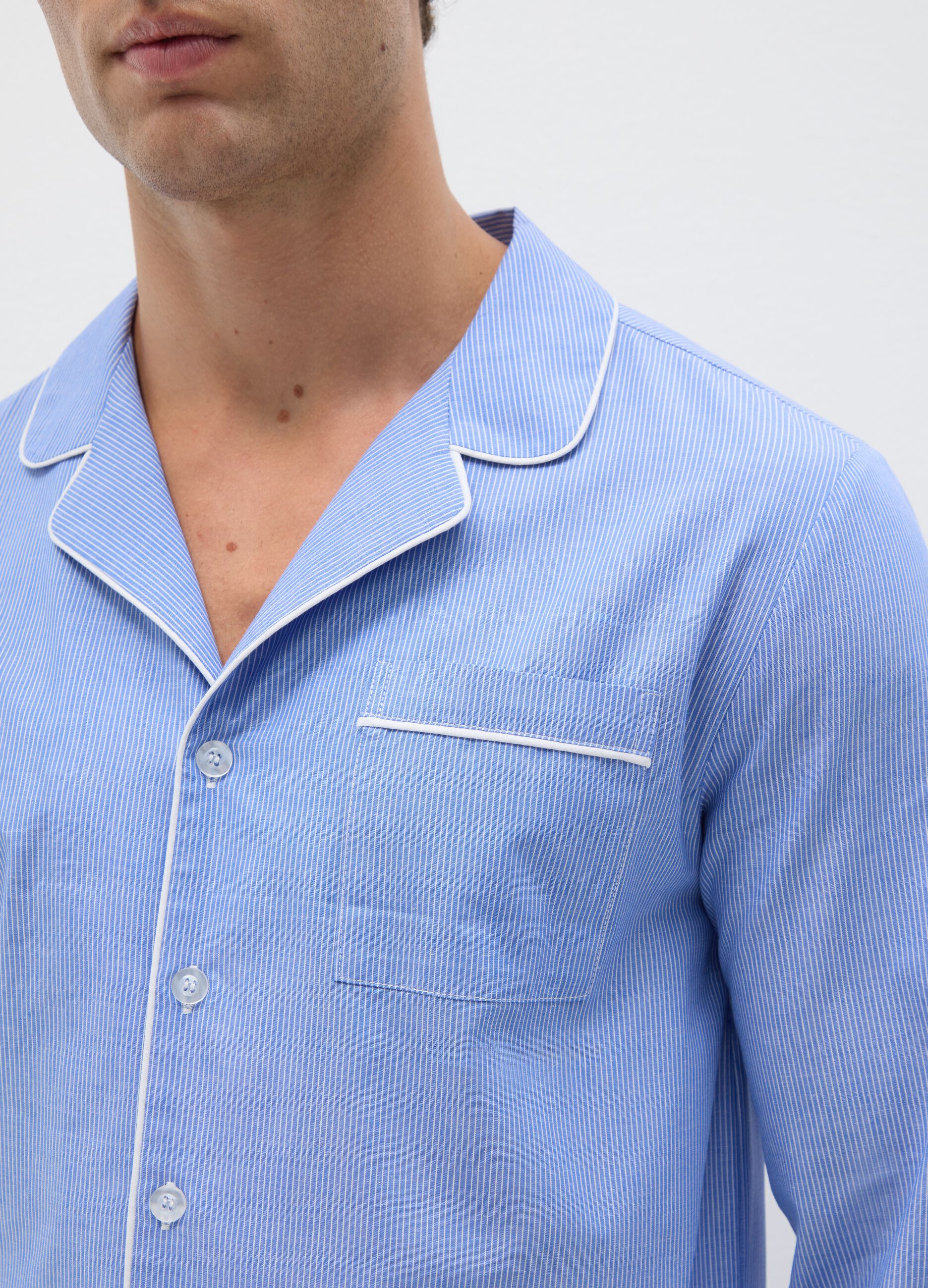 Pigiama in puro cotone azzurro regular fit