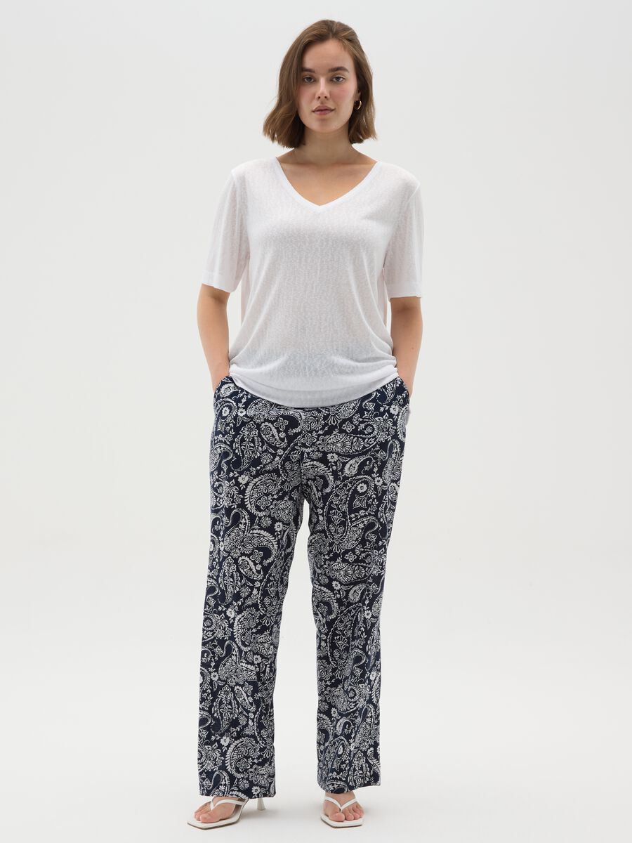 Pure cotton multicoloured flared women's trousers_0