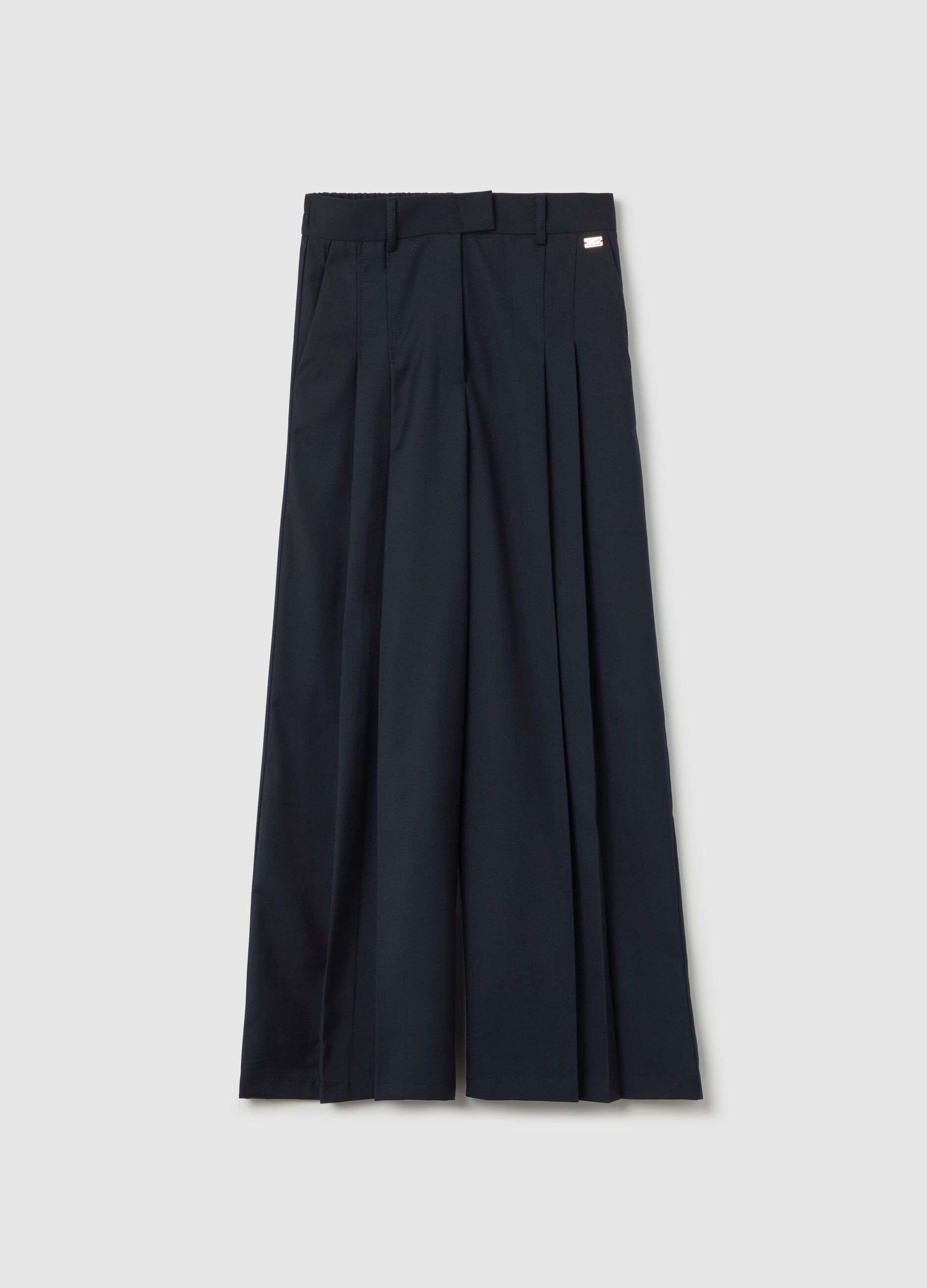 Pantalone cropped a gamba larga con pinces