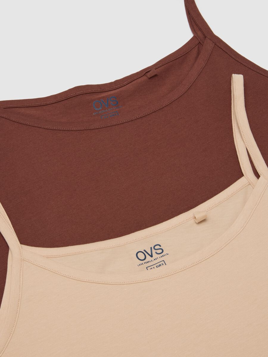 Bipack di canottiere in cotone elasticizzato marrone e beige_5