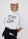 White pure cotton sweatshirt with front slogan, relaxed fit for girls_2