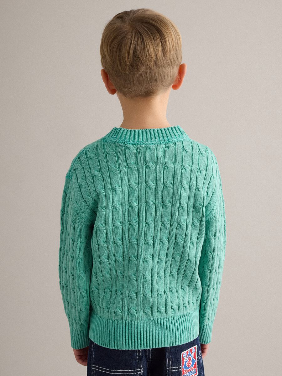 Green pure cotton regular fit pullover for children_2