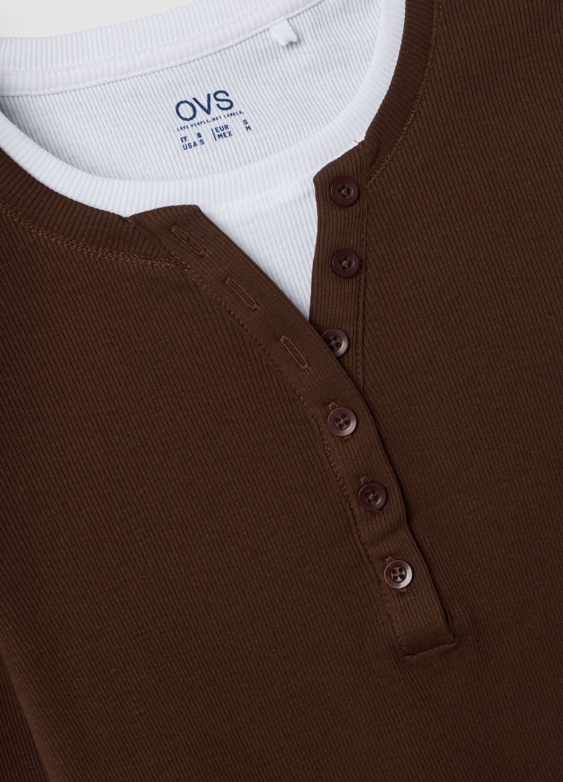 Brown crew-neck T-shirt in pure cotton, regular fit