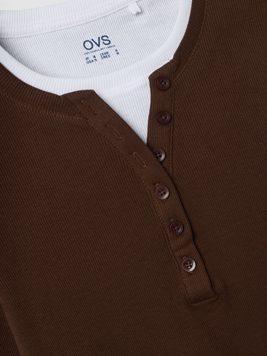 T-shirt marrone girocollo in puro cotone regular fit_1