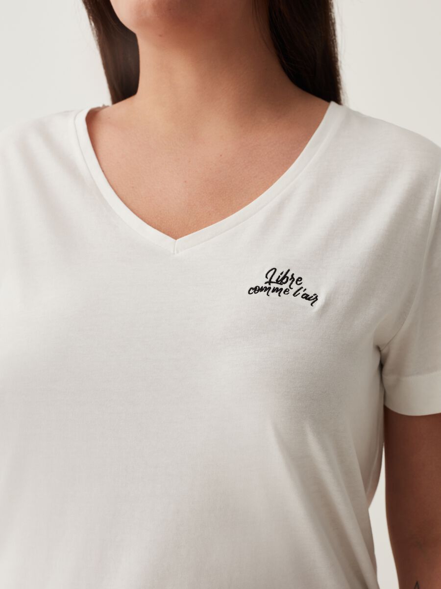 T-shirt in cotone con ricamo lettering Curvy_3