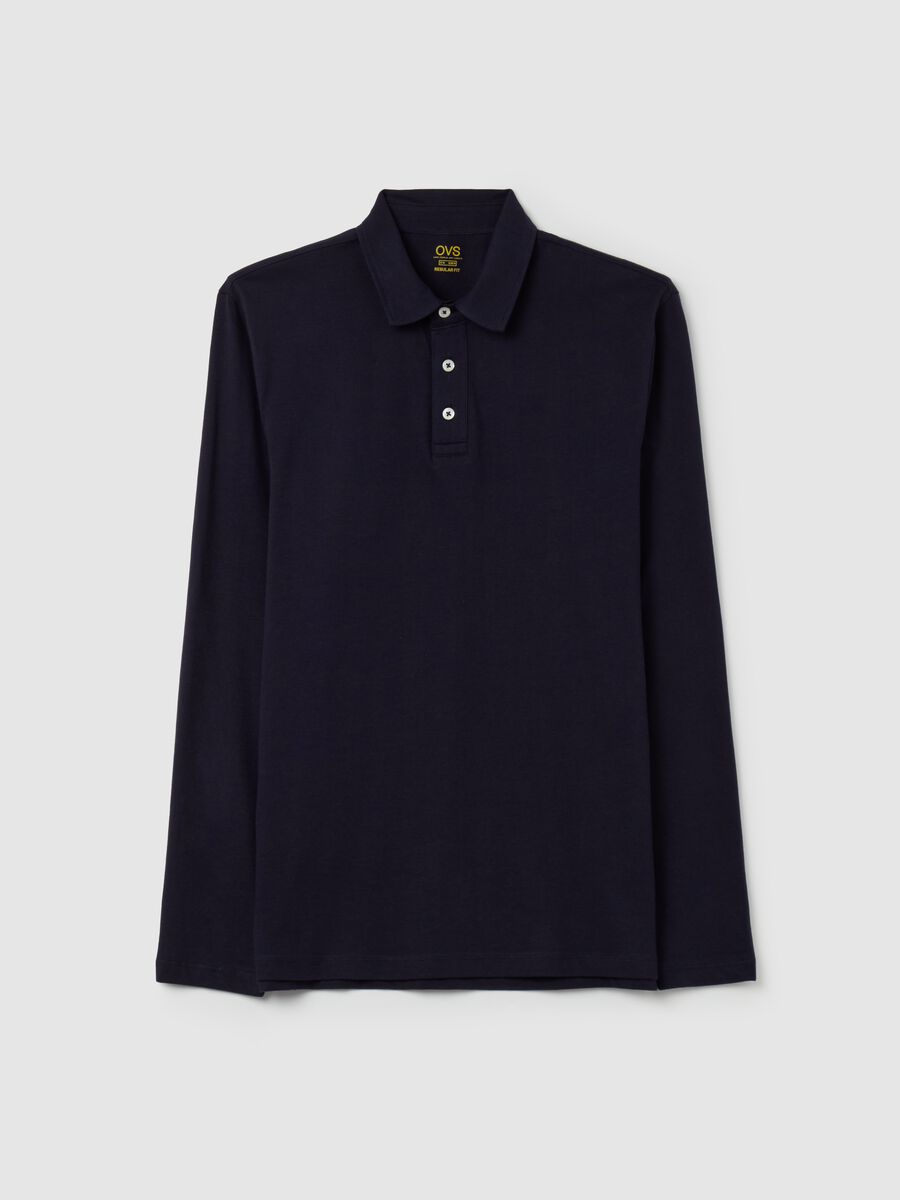 Cotton polo shirt with long sleeves_4