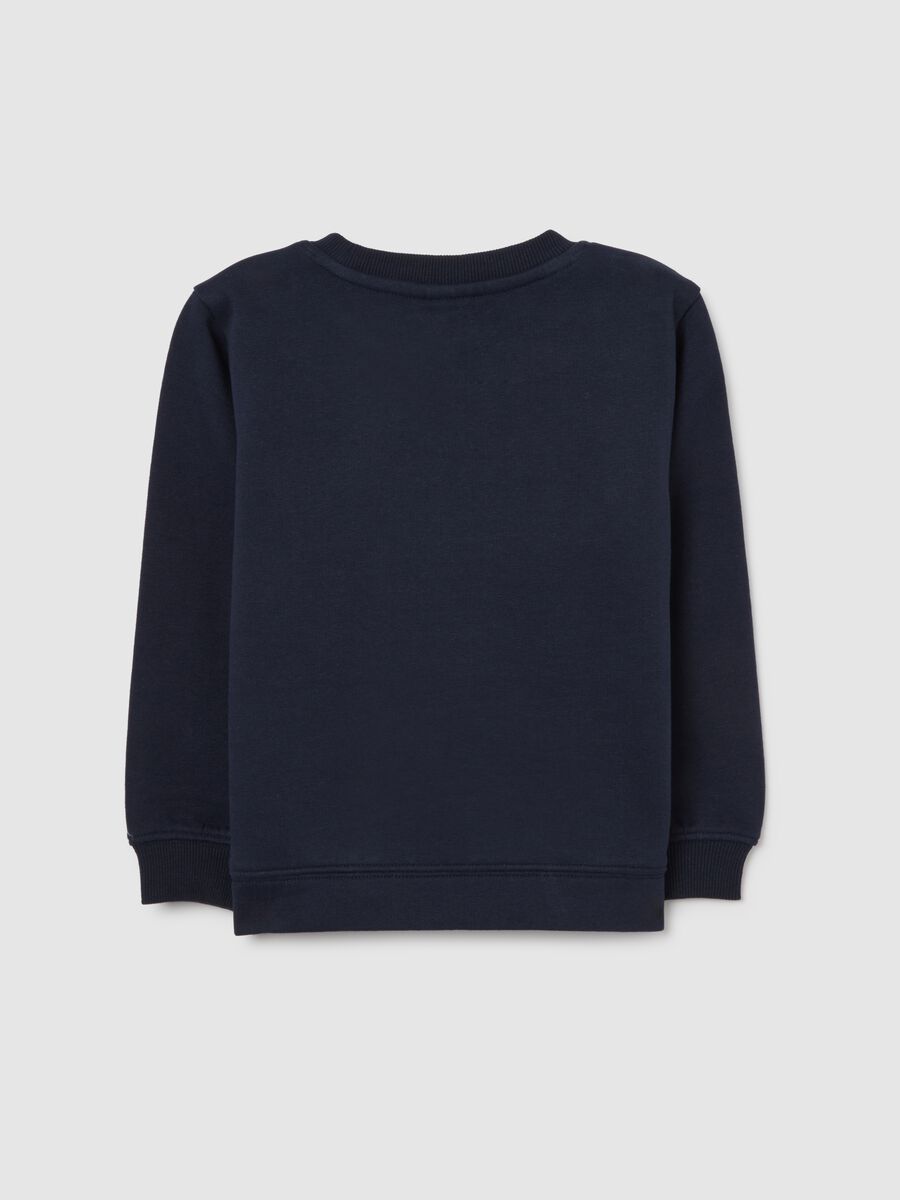Blue girls' sweatshirt in pure cotton with bow print_1