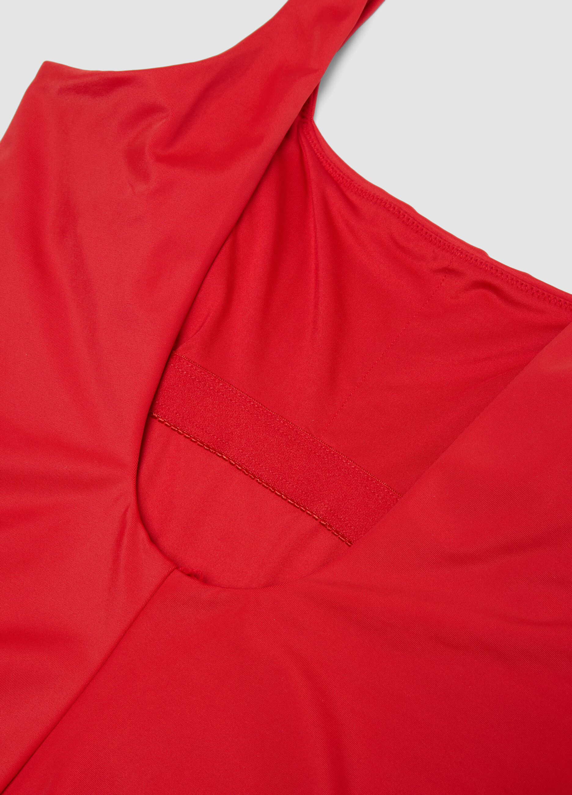 Red one-piece swimsuit in stretch fabric