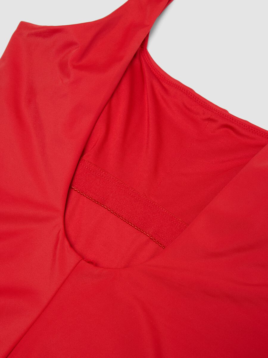 Red one-piece swimsuit in stretch fabric_1