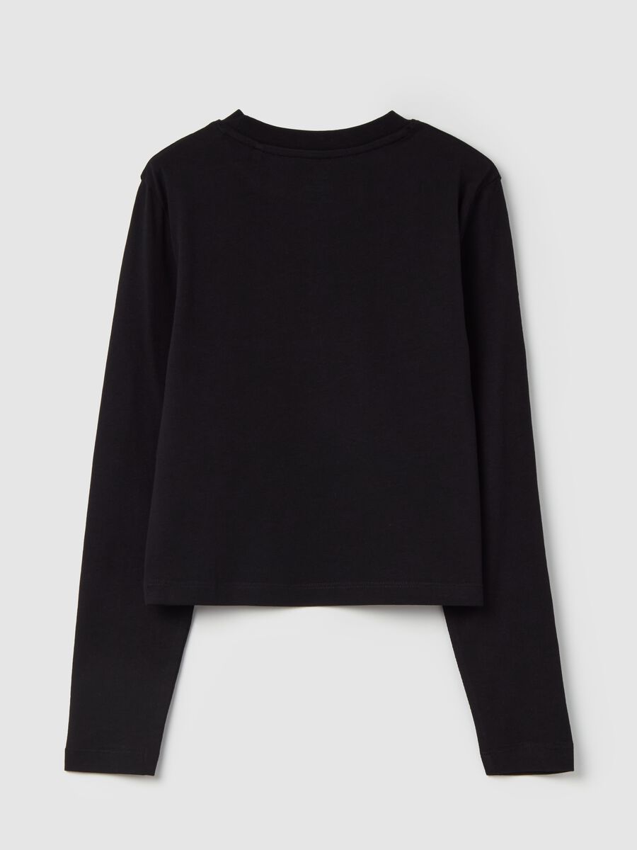 T-shirt crop a maniche lunghe con stampa_4