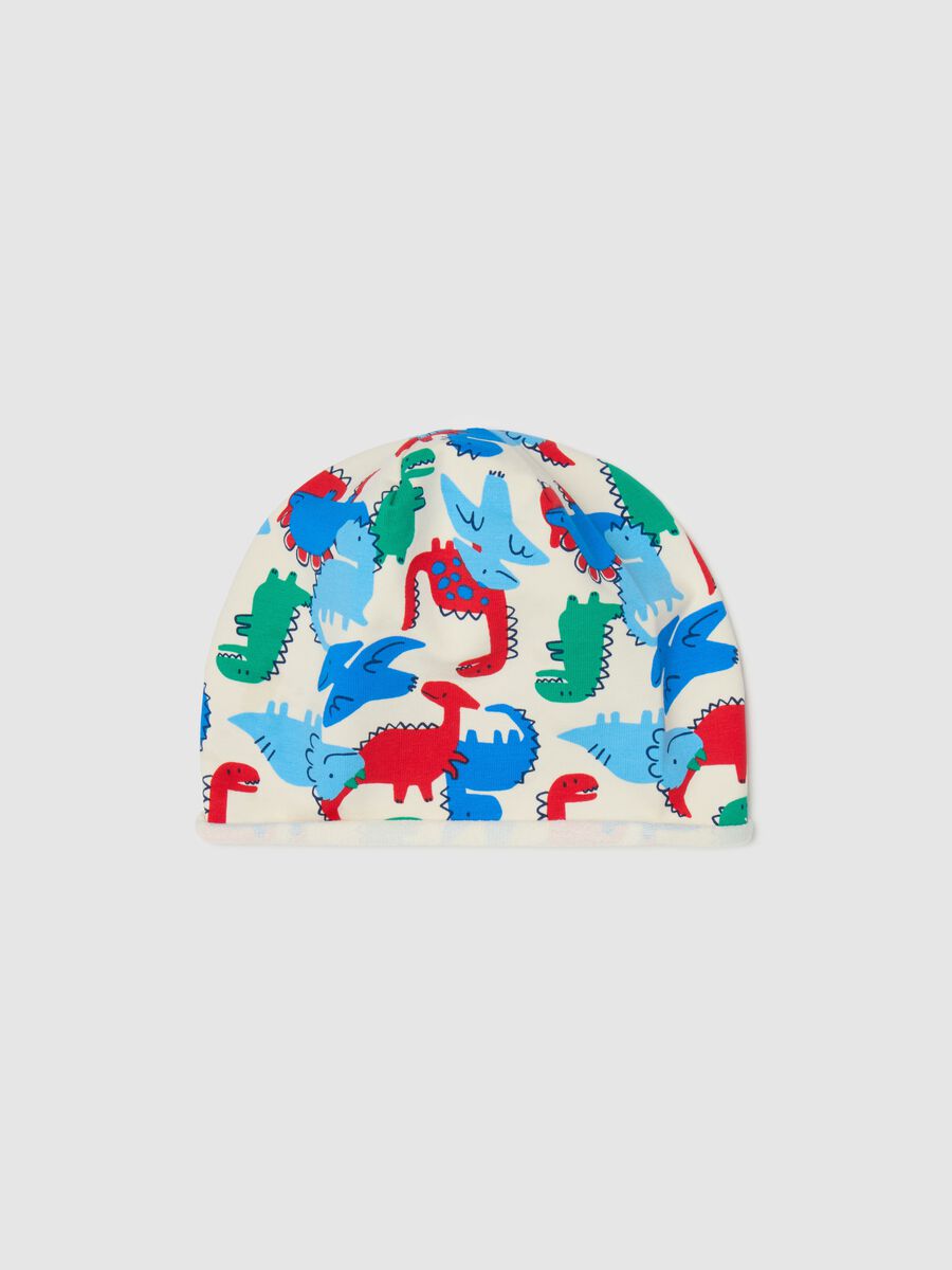 French terry hat with dinosaurs print_0