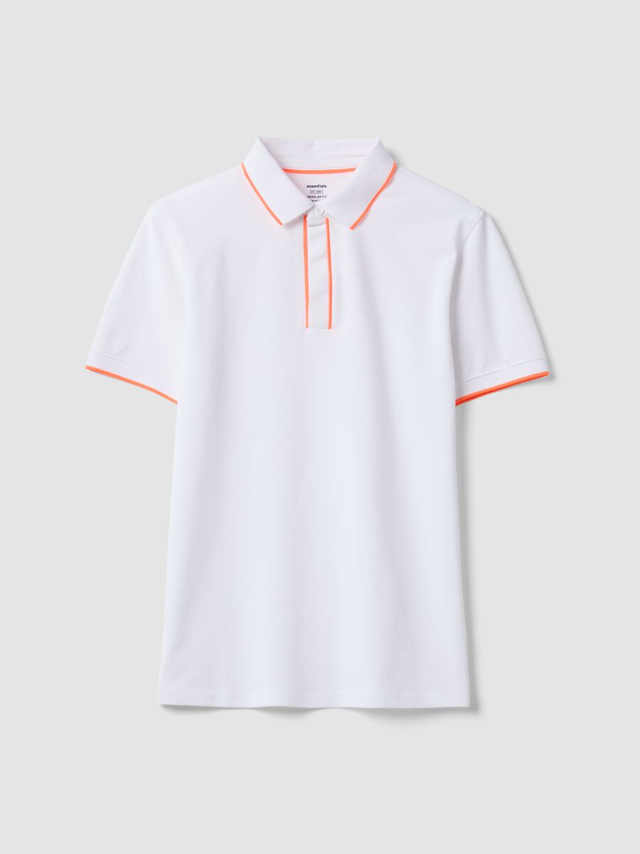 White stretch cotton polo shirt with contrast trims_4