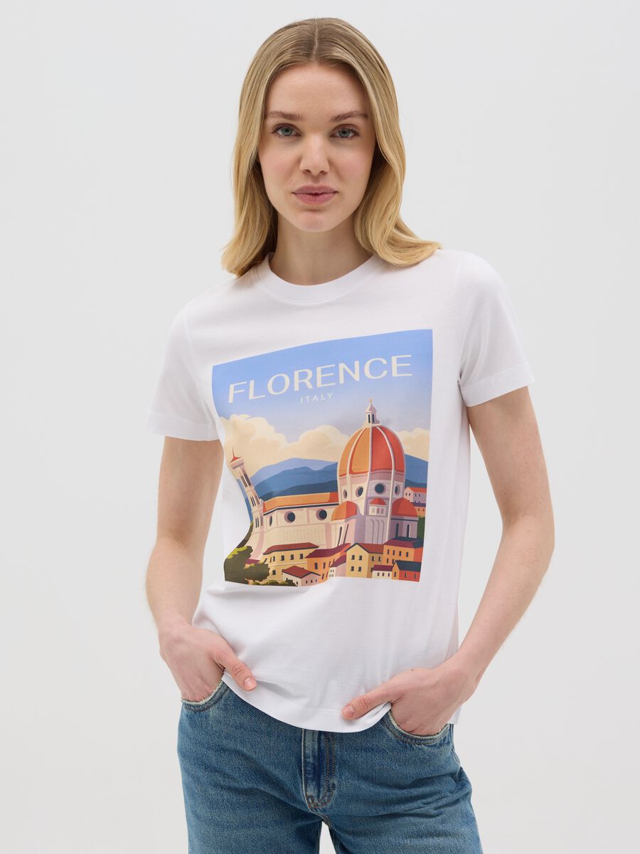 White T-shirt with Florence print by Ovs_0
