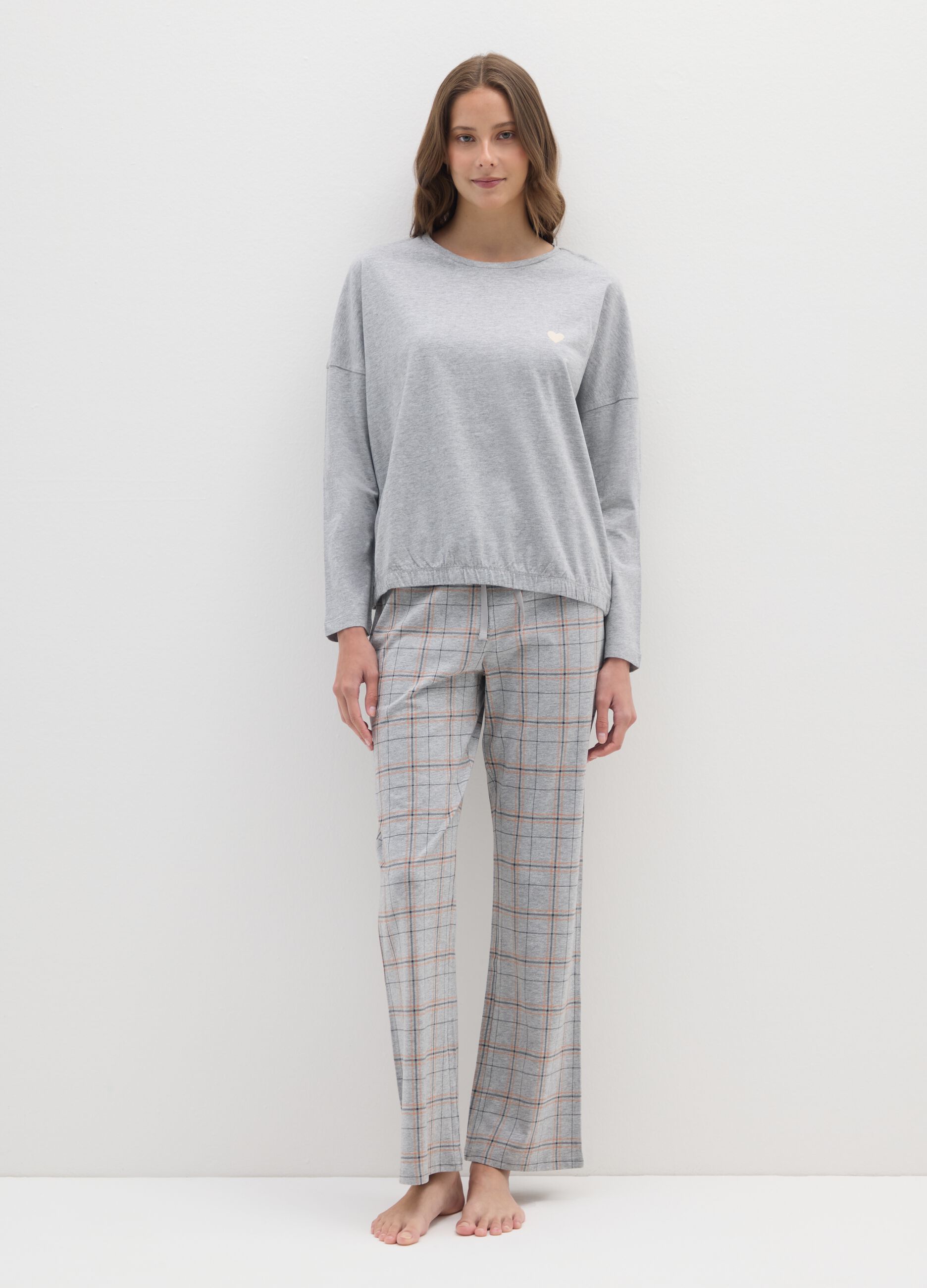 Grey Pyjamas with Heart Details