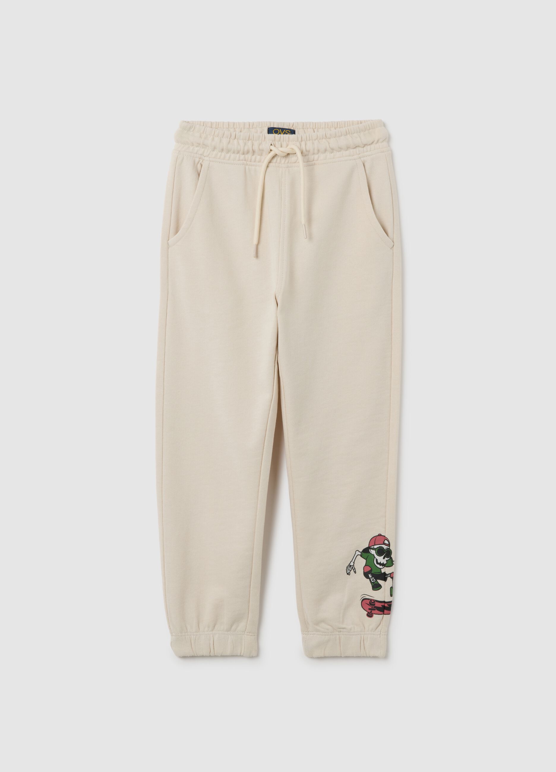 Children's beige cotton jogging trousers regular fit