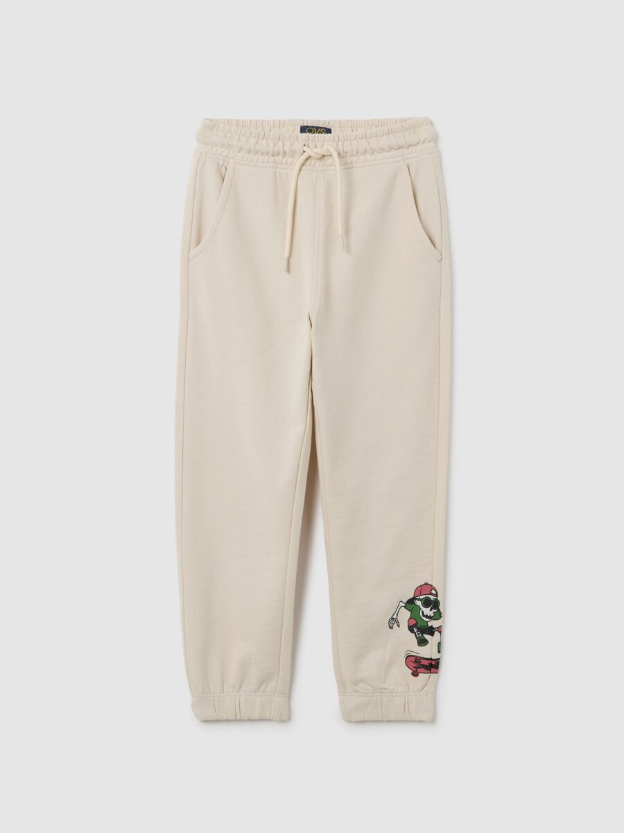 Children's beige cotton jogging trousers regular fit_0