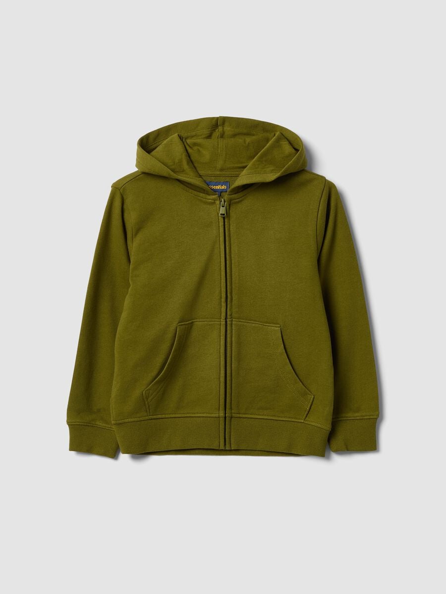 Felpa verde con cappuccio in puro cotone organico per bambino regular fit_0