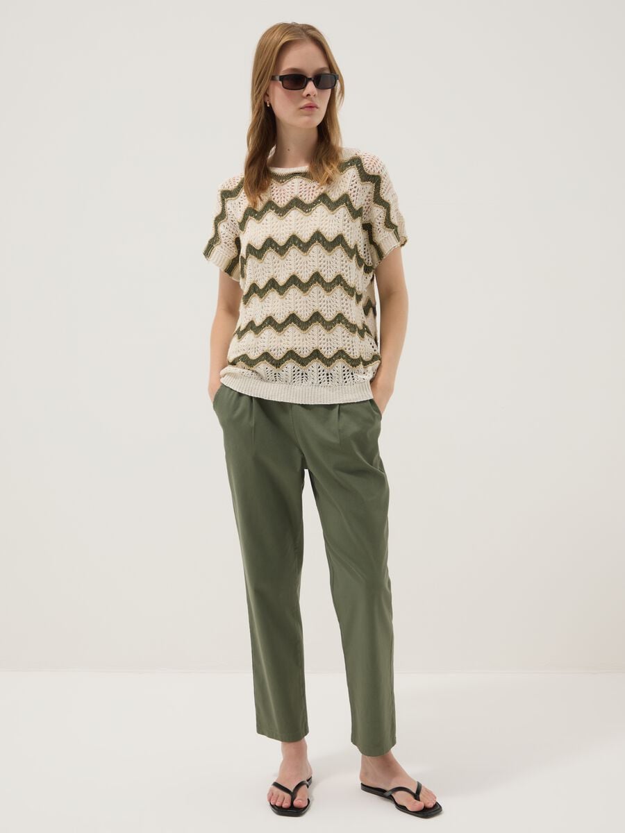 Pantaloni verdi in cotone elasticizzato_0