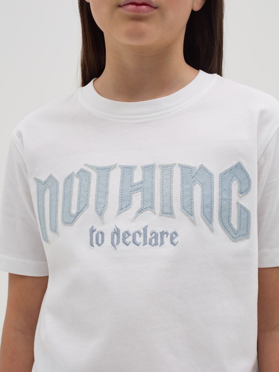 Cropped "Nothing to declare” T-shirt in cotton_2