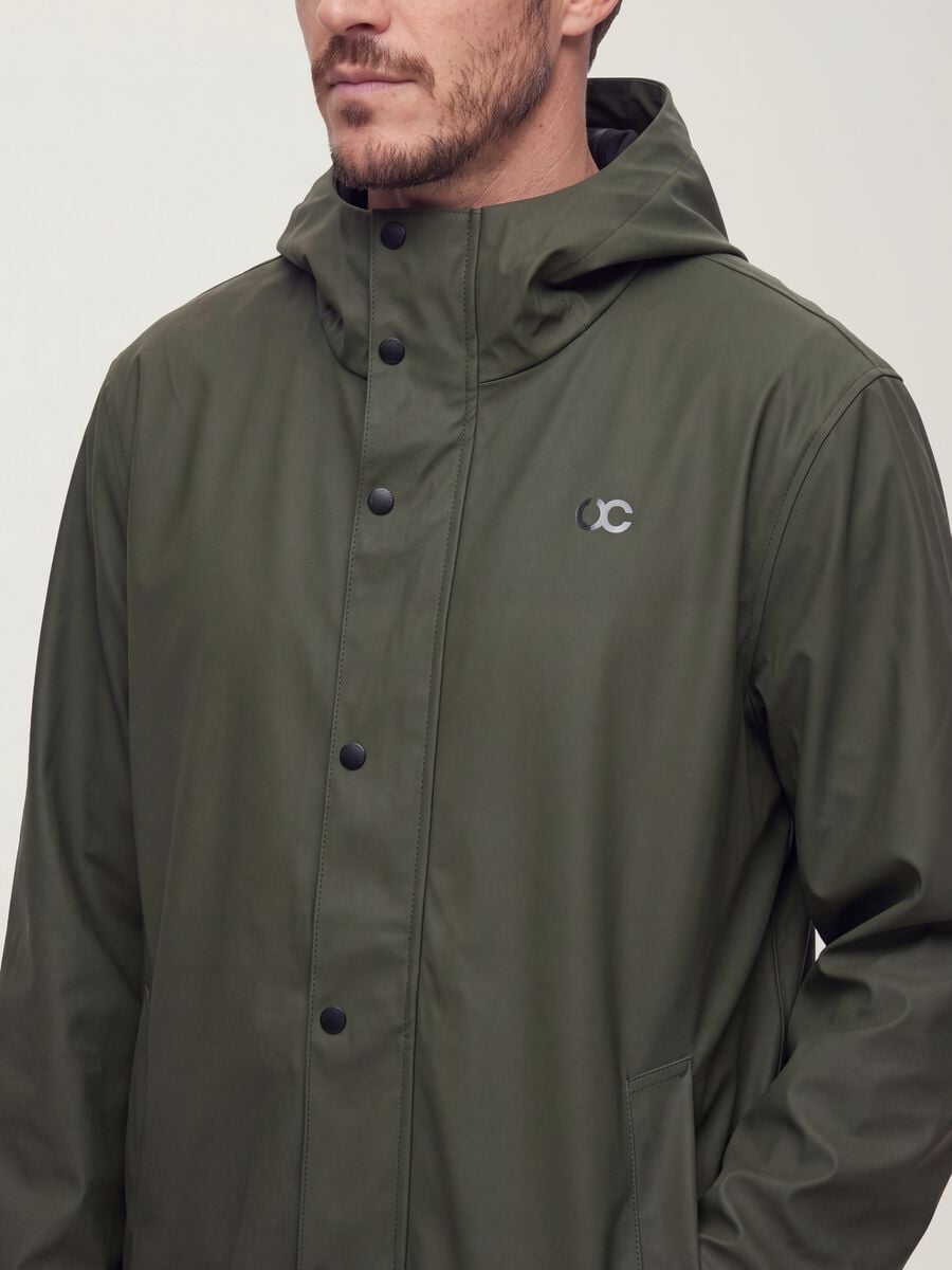 Green regular-fit raincoat with zip_2
