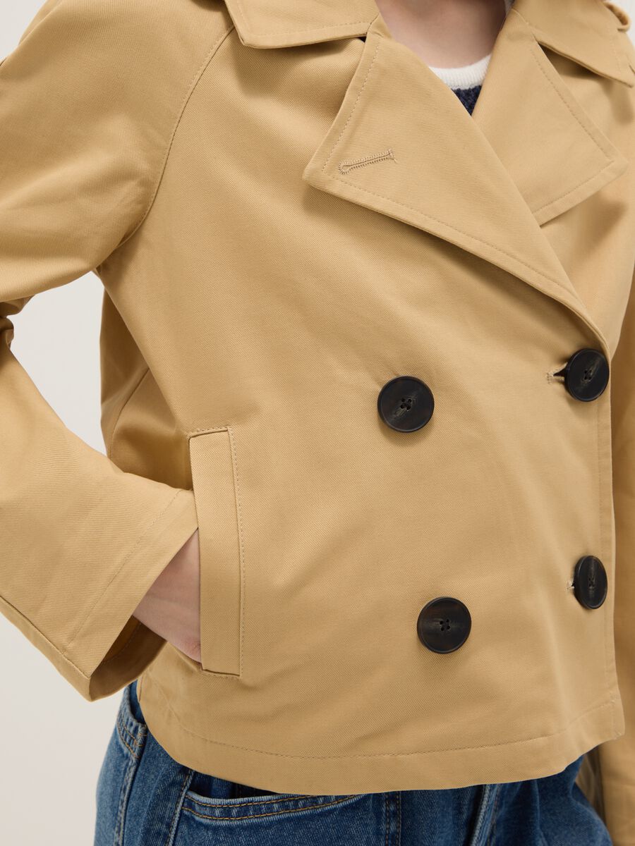 Girl's beige pure cotton jacket with hood, regular fit_2