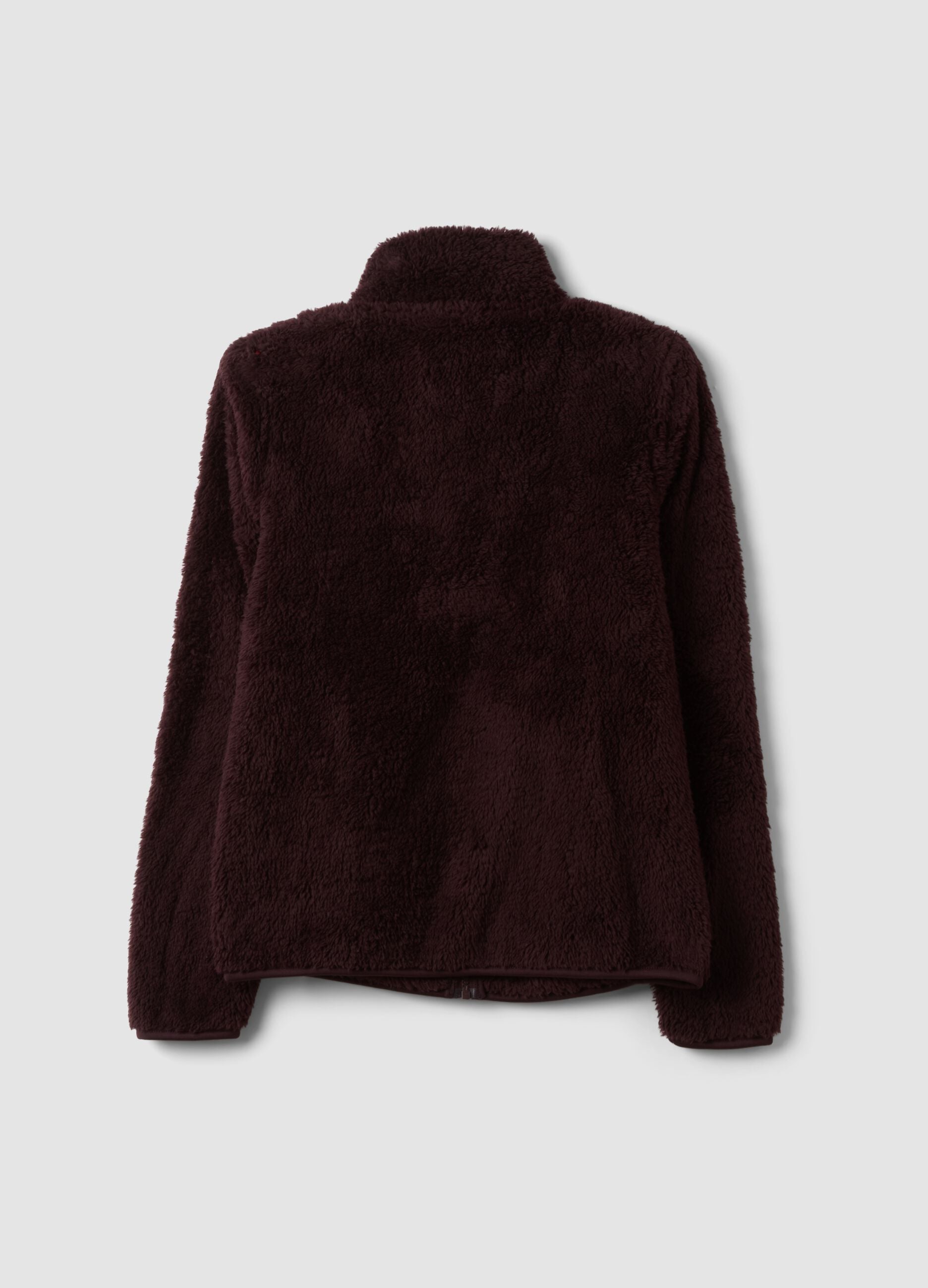 Plum purple crew-neck zip sweatshirt, regular fit