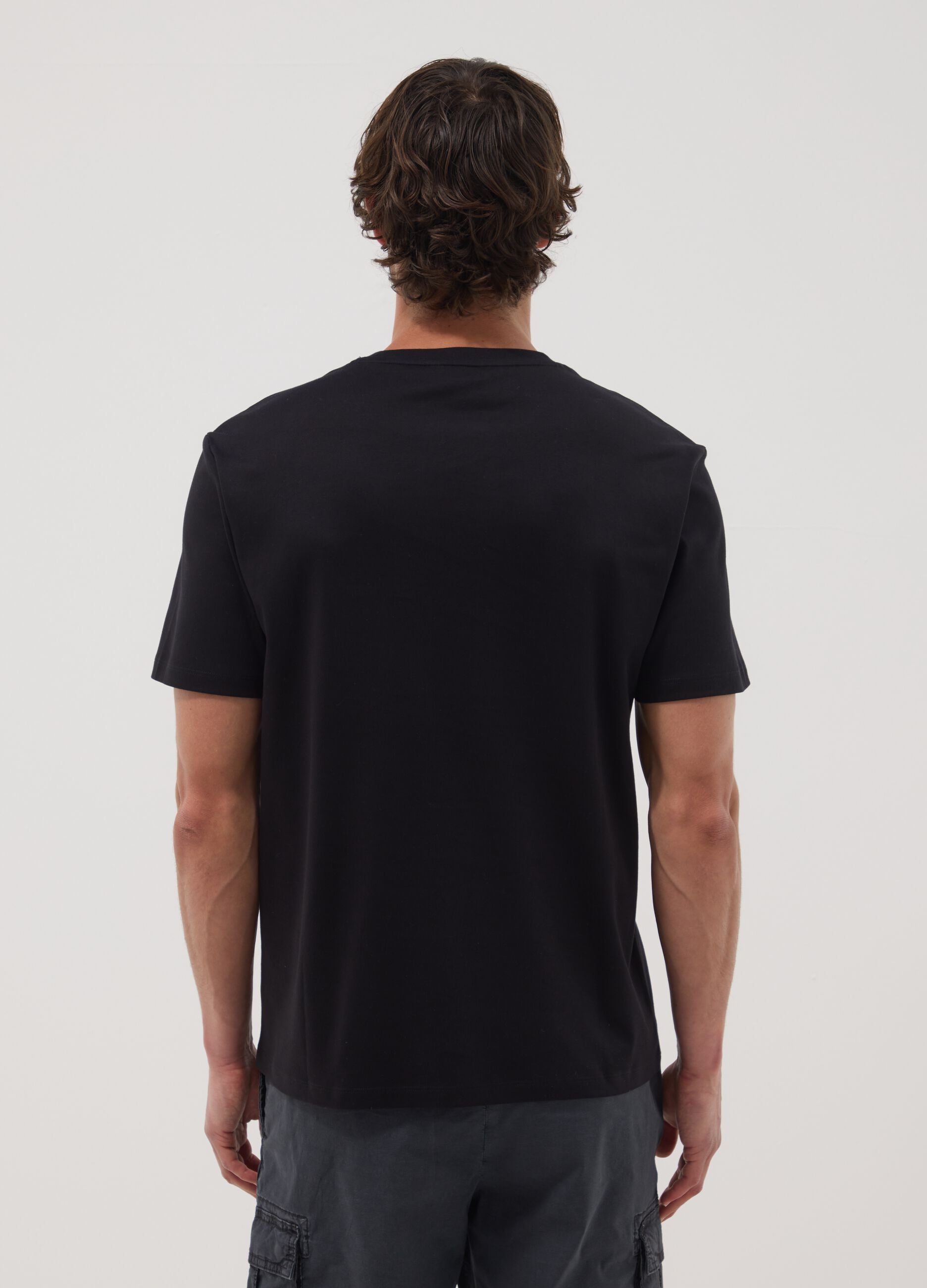Blue short-sleeve pure cotton T-shirt