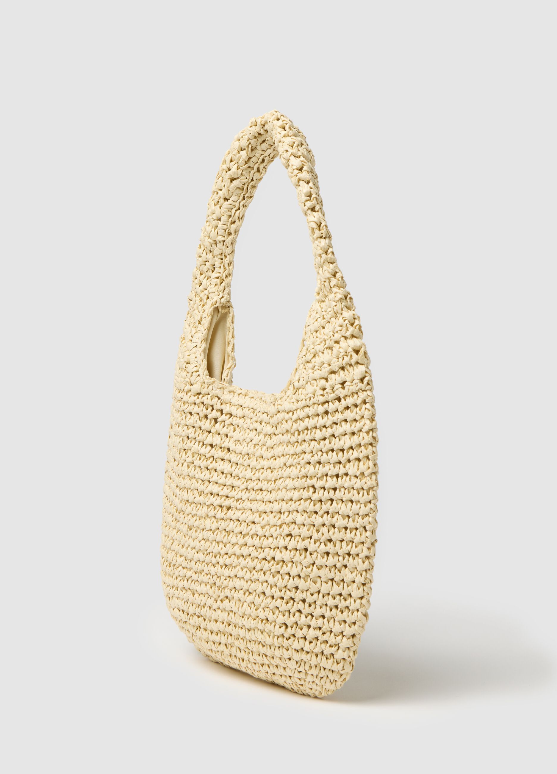 Beige Woven Shoulder Bag