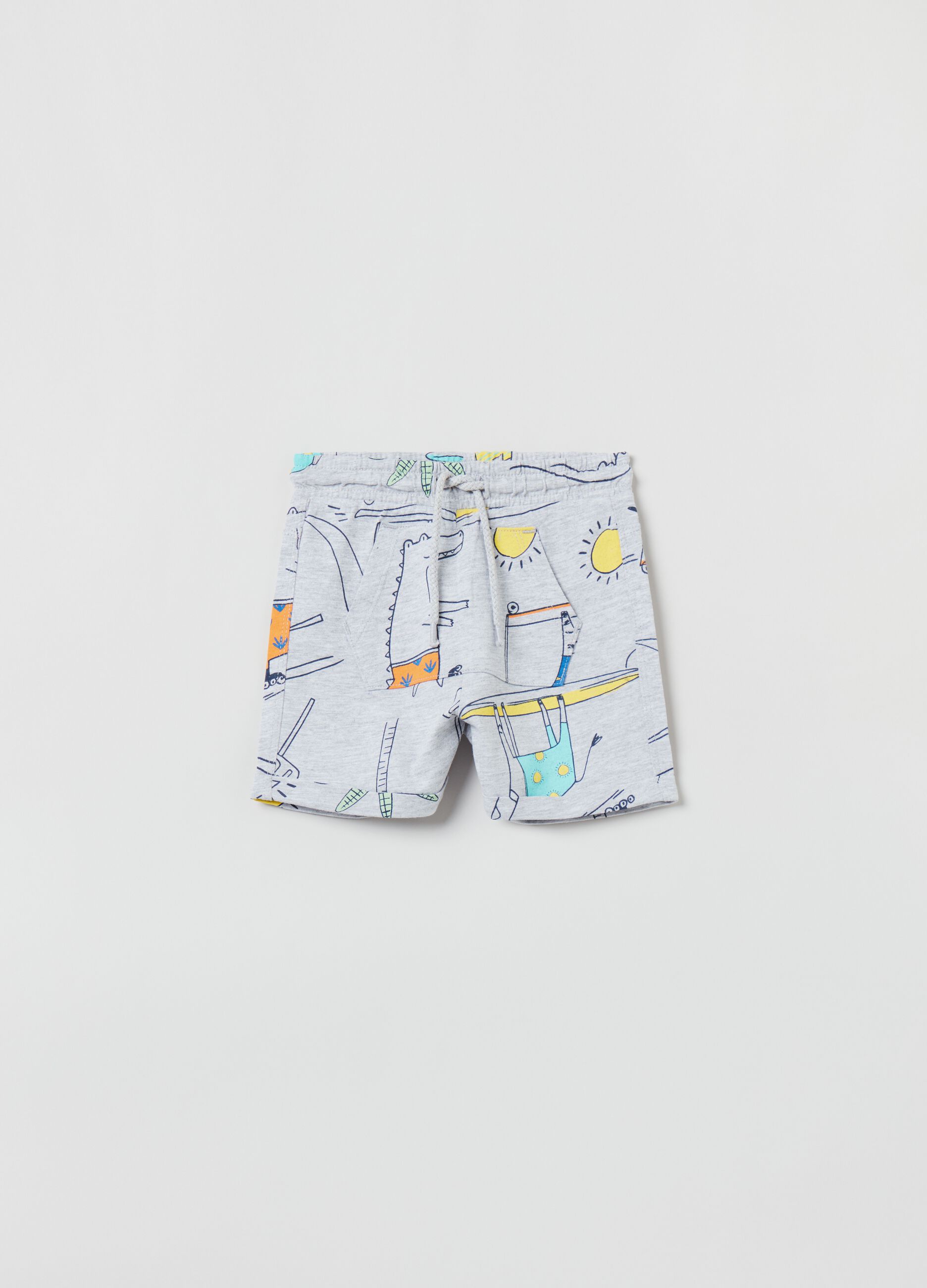 Shorts in cotone leggero con coulisse_0