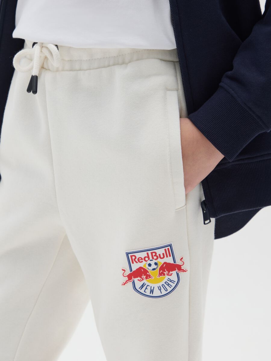 Pantaloni da bambino in misto cotone bianchi regular fit con stampa_2