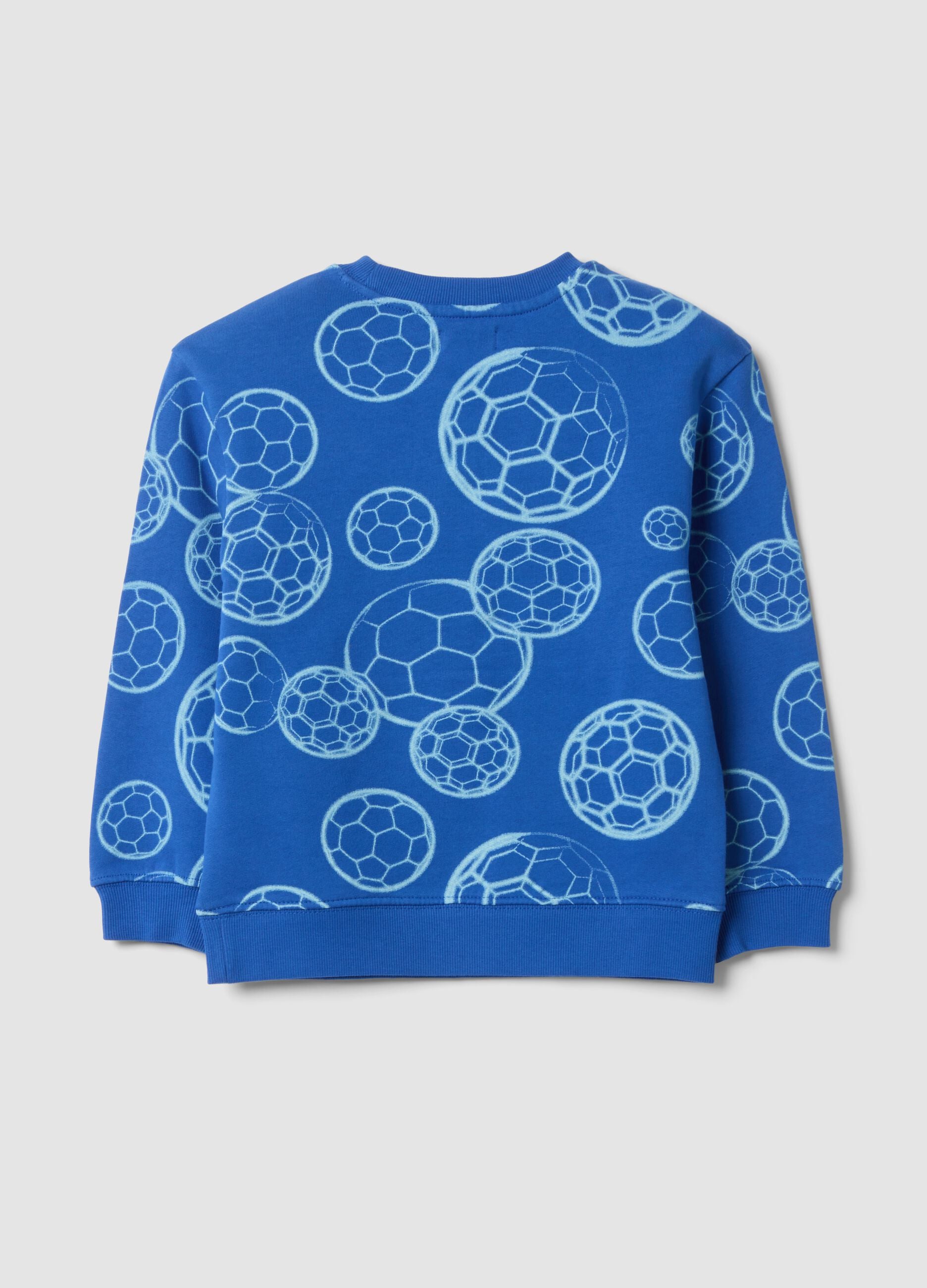 Blue organic cotton crew-neck sweatshirt