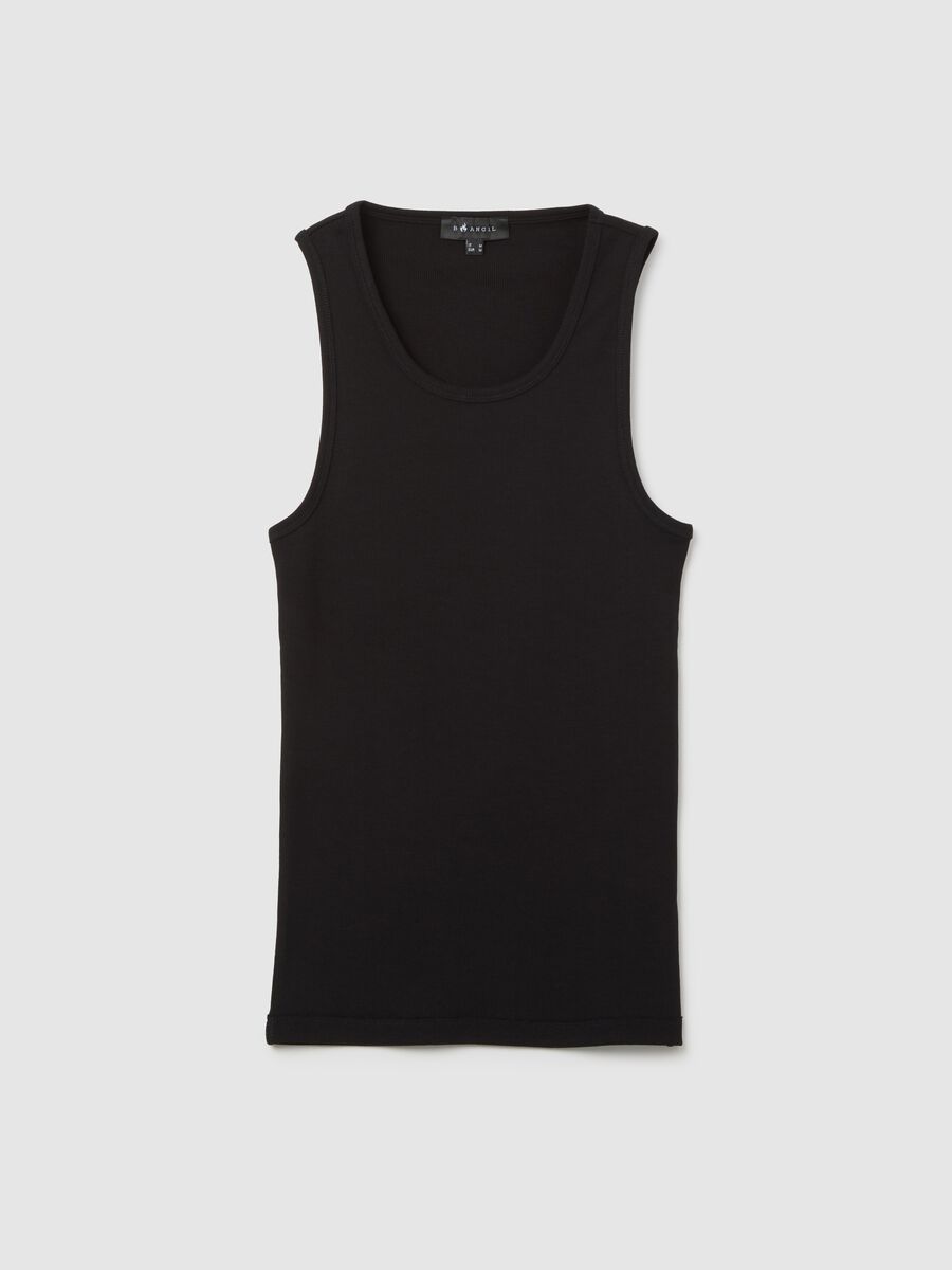 Men's Black Fitted Stretch Cotton Vest_0