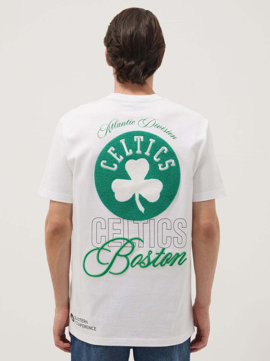 White pure cotton T-shirt with Boston Celtics logo_2