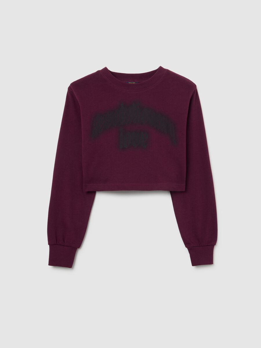 Felpa da ragazze in puro cotone bordeaux relaxed fit_3