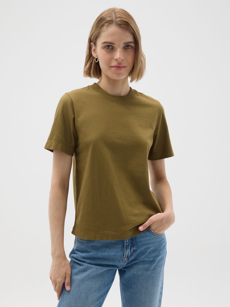 Women's green T-shirt in pure Italian cotton regular fit_0